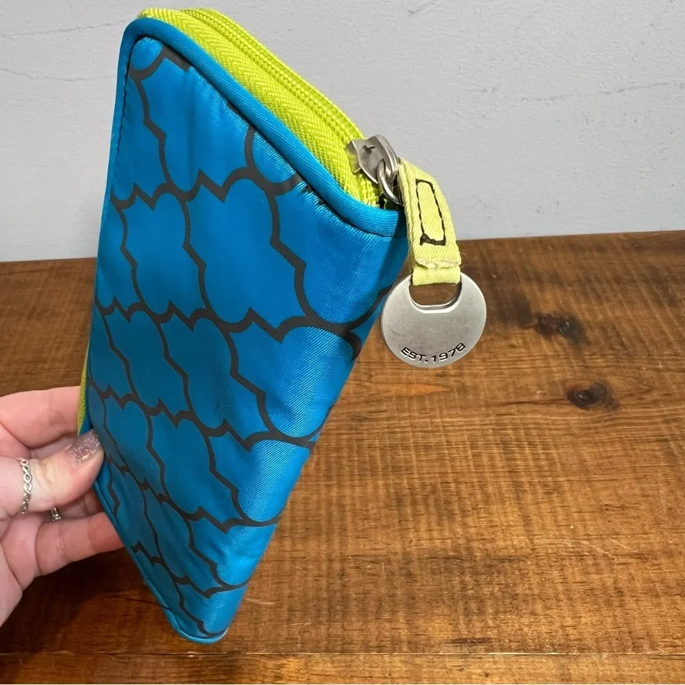 Travelon turquoise and lime zip around medium rfid wallet